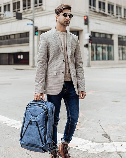 Knack Series 1 Laptop Backpack Fits up to 15 Inch - Knack Bags Carry-On Backpack, TSA Approved, Expandable Travel Backpacks With 3 Day Outfit Capacity (Indigo Blue, Medium)
