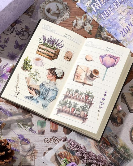 Auguro Scrapbook Reading Stickers 20 Sheets 240 Pre-Cut Washi Stickers for Journaling PET Transparent Book Sticker Decorative or DIY Paper Crafts, Arts and Crafting Projects