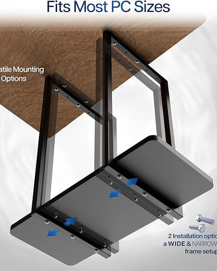VIVO Heavy Duty Under-Desk PC Mount Shelf, Computer CPU Holder, Supports up to 44 lbs, Black, Mount-PCSF1