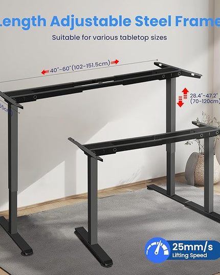 Dual Motor Electric Standing Desk Frame,Compatible Desktop Size 48″-78″ and 264 lbs Weight Capacity,Memory Controller Height Adjustable Frame,Black Frame Only