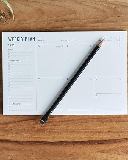 Weekly Planner Pad - Undated 6x9" Weekly To-Do List Notepad with Calendar and Task List, Perfect Desk Organizer for School & Work | 50 Tear Off Sheets