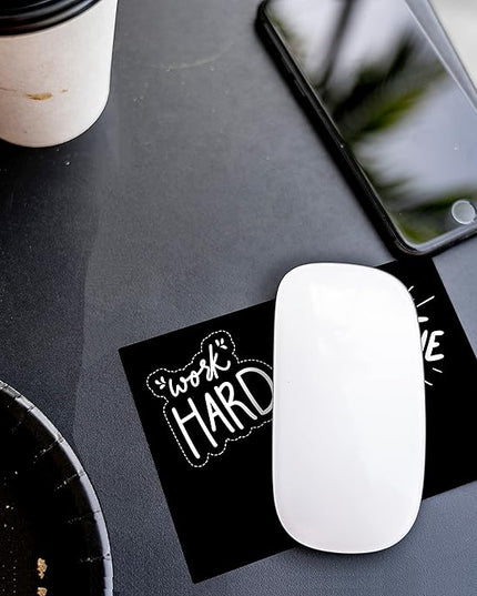 Mouse Pad Adhesive Bottom - Sticks to Any Surface - Portable - Webcam Covers and Screen Cleaner Included (Never GIVE UP)