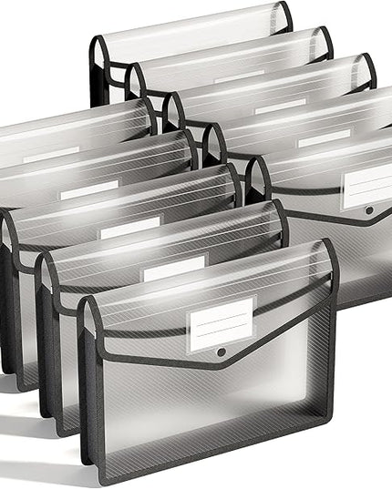 ThinkTex Plastic Expanding File Folder, Transparent envelopes with Snap Closure, Home &Office&School & Hospital No Dividers, Large Capacity, Clean envelopes, Fit Letter/A4 Size - 10 Pcs