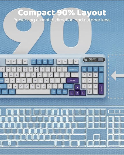 KZZI Z98 Wireless Mechanical Keyboard, Smart Display & Knob, BT5.0/2.4GHz/USB-C, Hot Swappable Custom Keyboard, Pre-lubed Linear Switches, Gasket Mount, RGB Creamy Gaming Keyboard
