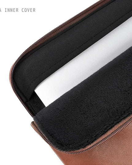 Comfyable Slim Laptop Sleeve Compatible with 13 Inch MacBook Air 13 in M4 M3 M2 M1, 13" MacBook Pro, PU Leather Bag Water-Resistant Cover Case, Brown
