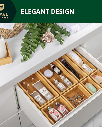 ROYAL CRAFT WOOD Bamboo Jewelry Organizer Box & Chests Set - Versatile Storage Solution for Makeup, Jewelry, and Bathroom Essentials (8 Boxes)