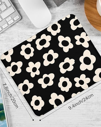 White Flowers Square Mouse Pad,Non-Slip Rubber Base Mouse Pad,Home Office Decoration Desktop Accessory,Laptop Mouse Pad for Office Laptops,9.4x7.8x0.12in