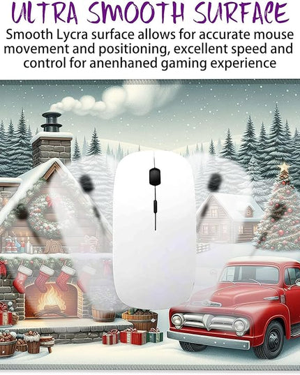 Chrismas Mouse Pad Yuletide Square Mouse Mat Non-Slip Rubber Base Mousepad with Stitched Edge, Portable MousePads for Desk Computers Laptop Office, 9.5x8 Inches