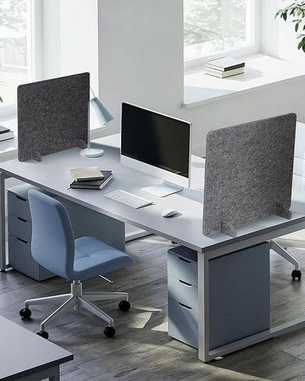 DOLLAR BOSS 2PCS Acoustic Desk Dividers 24" x 20", Soundproof Freestanding Privacy Panels for Table, Noise Reducing Desktop Partition for Office, Home, Classroom, Study Area with 20 Pushpins,Grey