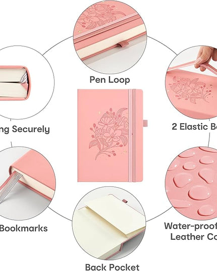 &And Per Se Lined Journal Notebook for Women&Men with Pattern, 365 Pages, 5.7'' x 8'' 100GSM Thick Paper, A5 Journals for Writing(Blush)