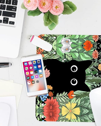 Black Cat Square Mouse Pad,Non-Slip Rubber Base Mouse Pad,Home Office Decoration Desktop Accessory,Laptop Mouse Pad for Office Laptops,9.4x7.8x0.12inch 2
