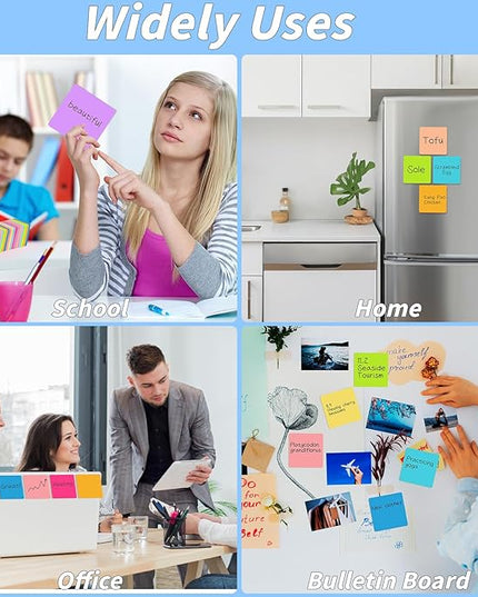 60 Pads Round Corner Sticky Notes 3x3 in Post, 12 Bright Colors Self-Stick Note Pads it, Strong Adhesive Paper Memo Pads, 75 Sheets/Pad, Colored Note Pad Easy to Post for Home, Office, Notebook