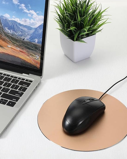 Premium Aluminum Metal Mouse Pad Mice Mat, 7.7 Inch Round Mouses Pads Gaming Office Home Mice Mat, Waterproof Surface Cute Computer Small Flat Double Sided Mouse Pad for Men Women (Champagne Gold)