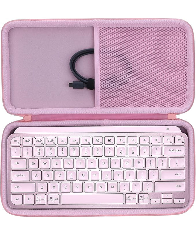 Hard Carry Case Compatible with Logitech MX Keys Mini Minimalist Illuminated Keyboard (Rose Case)