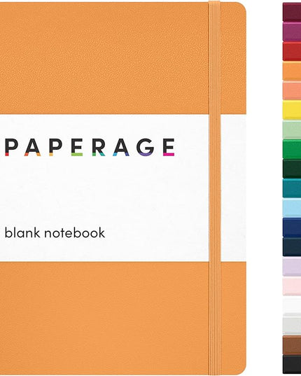 PAPERAGE Blank Journal Notebook, (Marigold), 160 Pages, Medium 5.6 in x 8 in - 100 GSM Thick Paper – Hardcover Journaling Notebook for Work, School, Note Taking or Sketching