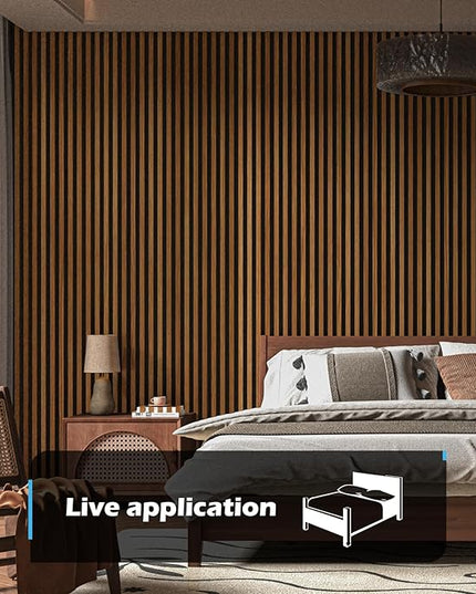 Art3d 2-Pack 108" x 12" Acoustic Wood Panels for Wall, Soundproof Wood Slat Panel for Wall and Ceiling, 3D Fluted Sound Absorbing Paneling for Interior Wall Decor, Living Room, Bedroom - Teak
