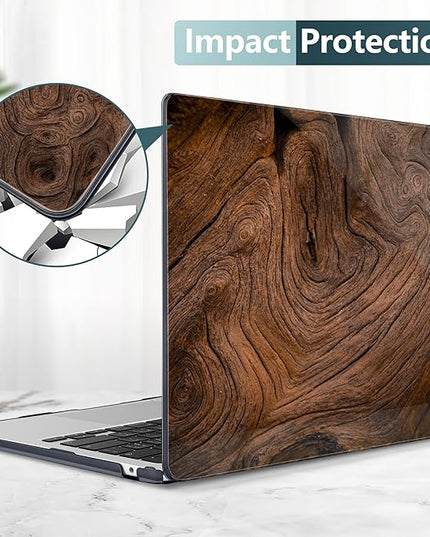 DONGKE for M4 MacBook Air 13.6 Inch Case 2025 2024 2023 2022 Model A3240 A3113 A2681 M3 M2 Chip, Plastic Hard Shell Case Cover with Touch ID for MacBook Air 13 Inch M4 - Wood Grain