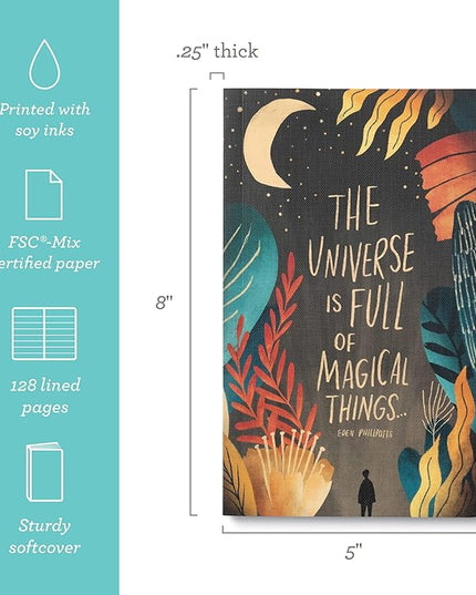 Compendium Softcover Journal - The universe is full of magical things. – A Write Now Journal with 128 Lined Pages, 5″W x 8″H