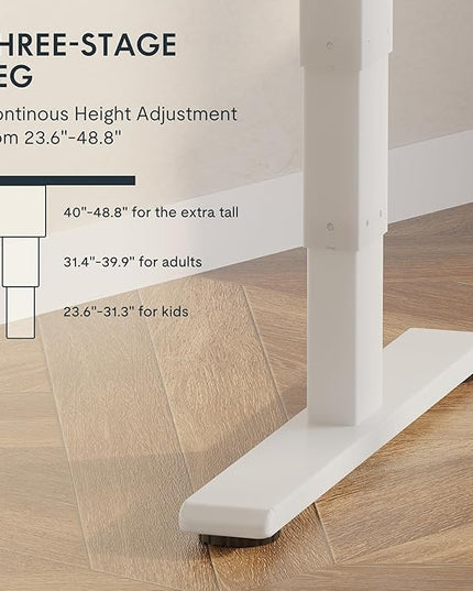FlexiSpot E6 Solid Wood 3-Stage Dual Motor 63 x 24 Electric Standing Desk, Holds 220 lbs, Adjustable Height w/ Memory Presets, Butcher Block Rubberwood Desktop & White Frame, Ships in 2 Boxes