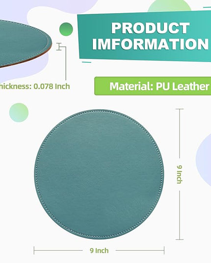 Mouse Pad，Round Mouse Pad，PU Mouse Pad，Leather Mouse Pad with Stitched Edge Micro-Fiber Base with Non-Slip Waterproof，Mouse Pad for Computers，Laptop，9 x 9 Inch (Ultramarine)