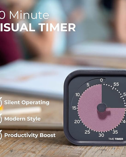 Time Timer MOD Home - Metallic Series - Individual Sized 60 Minute Visual Countdown Timer for ADHD, Adults, Students, and Pomodoro with Silent Operation (Metallic Storm)