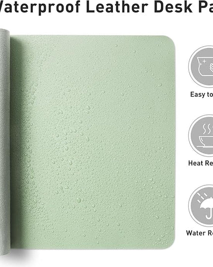 Aothia Large PU Leather Desk Pad Protector – Non-Slip Mouse Pad & Writing Mat for Office/Home, Waterproof, Easy to Clean (36" x 17", Aqua)