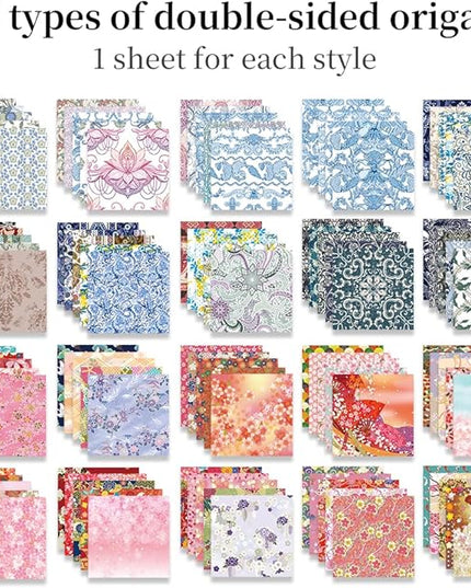 Origami Paper Kit Dobule Sided 100 Sheets 100 Colors 6 Inch Japanese Chiyo Square Easy Fold Arts Crafts DIY Handwork Origami Papers Sakuras Baroque