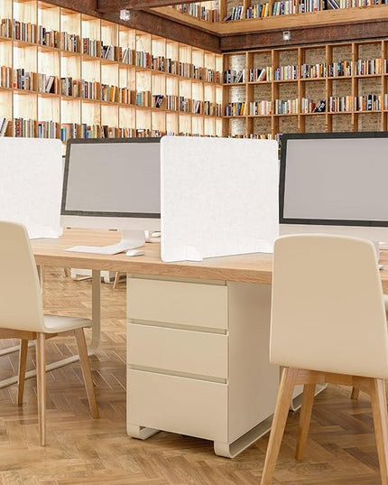 2 Pack Acoustic Desk Dividers - 24" x 20" Freestanding Privacy Panels Set with Noise - Reducing Design Cubicle Sound Proof, Ideal for Office, Classroom, and Home (Light Beige)