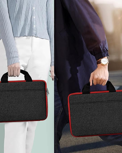 Hseok Laptop Case 13.3-14 inch Briefcase Handbag, Water-Resistant and Shockproof Computer Sleeve Compatible with MacBook Pro 14", Mac Air/Pro 13.3" and 13"-14" Notebooks Chromebooks,Black-red