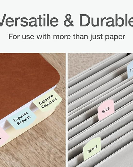 Redi-Tag Laser Printable Tabs, Permanent Index Tabs, Customizable Adhesive Labels, Assorted Pastel Colors, 1.125" x 1.25", 375 Per Pack (1006791)