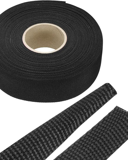 MECCANIXITY Braided Cable Sleeves Heat Shrinkable Fabric Sleeving, 1 1/4" 60ft Black 2:1 Ratio Heat Shrinkable Cord Protector for Harness Cable, Network Cable Protection, Cable Management