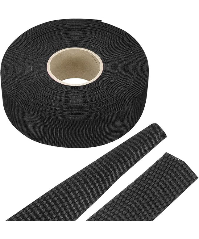 MECCANIXITY Braided Cable Sleeves Heat Shrinkable Fabric Sleeving, 1 1/4" 60ft Black 2:1 Ratio Heat Shrinkable Cord Protector for Harness Cable, Network Cable Protection, Cable Management
