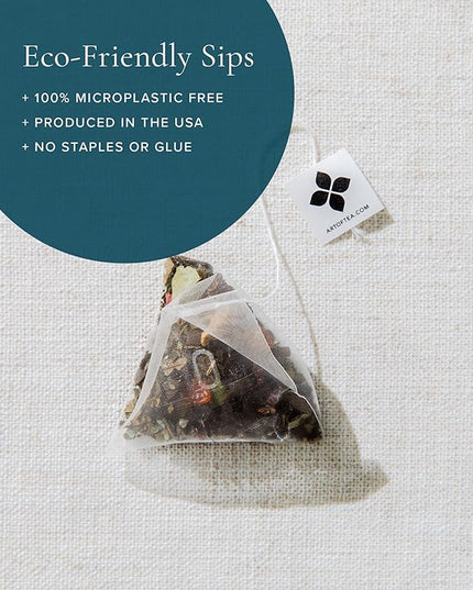 Art of Tea | Organic Pacific Coast Mint (Naturally Caffeine Free) | 50 Eco Friendly Pyramid Peppermint Tea Bags | Herbal Tea Bags