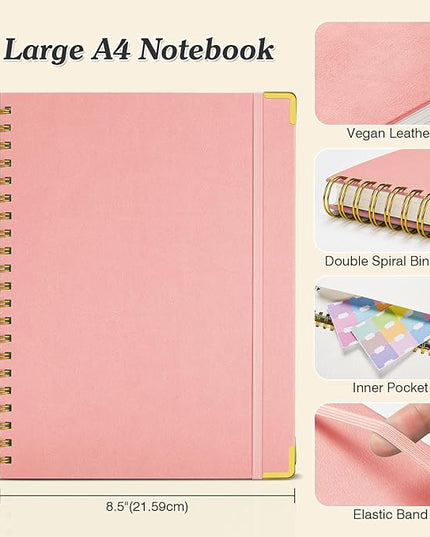Blank Spiral Notebook: Sketch Book 8.5" X 11", Hardcover Sketchbook, 300 Pages Leather Unlined Notebook for Women Men,100GSM Thick Paper Journal, A4 Large Art Sketchbook for Drawing Writing Work, Pink