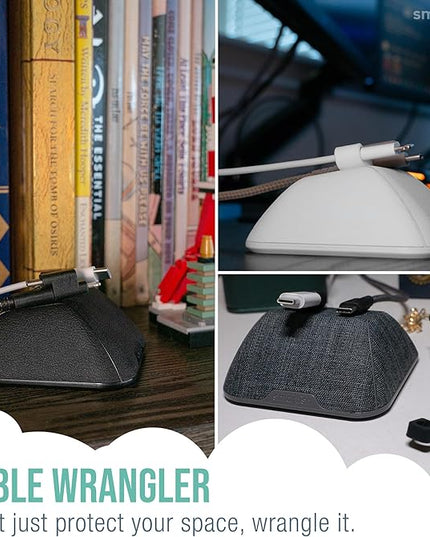 Smartish® Magnetic Cord Holder - Cable Wrangler Organizer Stocking Stuffer with Magnet Clips for Charger Management on Desktop, Nightstand for USB-C + Lightning - Snow Day White