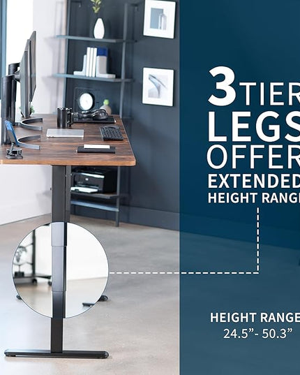 VIVO Electric 83 x 30 in Dual Motor Sit Stand Desk, Memory Height Adjustment, 2B Series, Rustic Vintage Brown Top Black Frame, DESK-KIT-2B8N