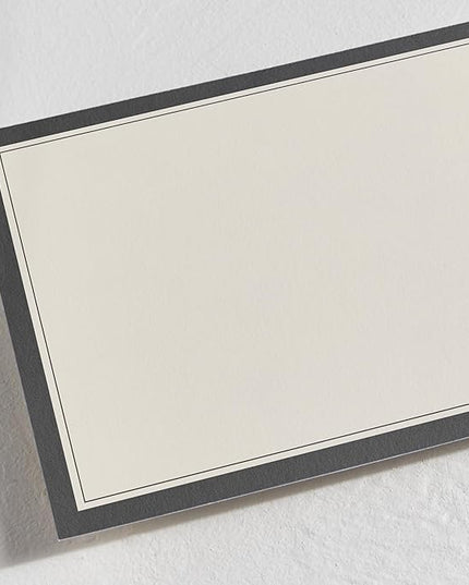 Minted Formal Initials Stationery Set, Set of 10, Flat Note Cards & Envelopes for Invitiations and Handwritten Thank You Messages, Black & Cream Stripes Design, Gifts for Women, Luxurious Paper