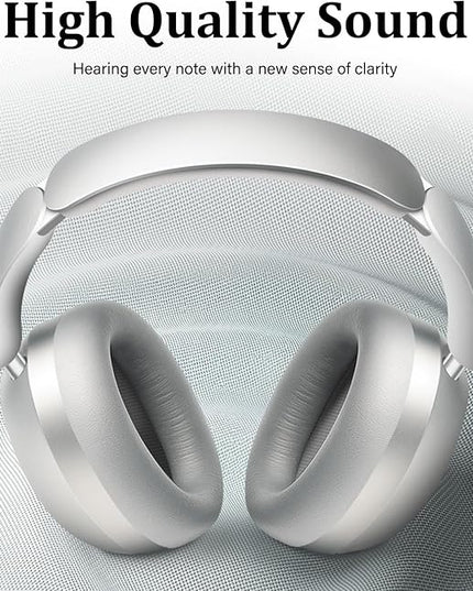 Wentronic Y04 Bluetooth Headphones Active Noise Cancelling Wireless Over Ear Headphones 48 Hours Playtime High Sound Quality Foldable Headphones with Soft Ear Cushion for Travel - Silver