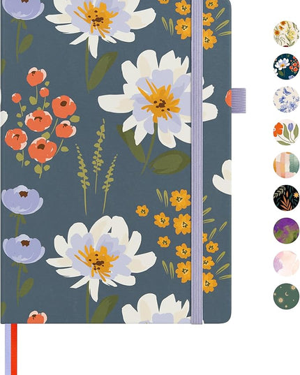 &And Per Se Dotted Journal Notebook, A5 Hardcover Bullet Dotted Journal, 160 Pages 100 gsm Thick Paper, 3 Sheets of Stickers Included - 5.7'' x 8'' (Garden Flowers)