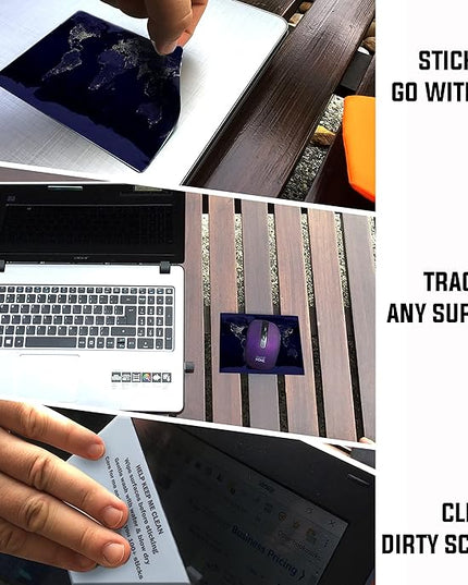 Adhesive Mouse Pad - Peel and Sticks to Any Surface - Travel Mouse Pad, Sticky for Any Surface - Excellent Tracking - Earth Night MAP