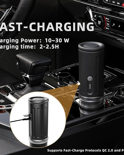 CERA+ Self-Heating Portable Espresso Machine,Up to 8 Cups per Charge & 20 Bar, 3 * 4500mAh, CERApresso Works with NS Capsules & Grounds, Electric Coffee Maker for Camping,Hiking,Office,Car,Travel