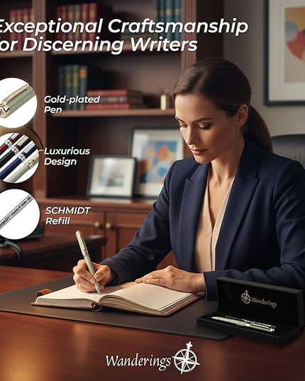 Premium Ballpoint Pen with German Ink – Perfectly Balanced for a Superb Writing Experience, 24K Gold Plated Green – Soft Sage Green- Includes a Schmidt Refill in a Giftable Presentation Case