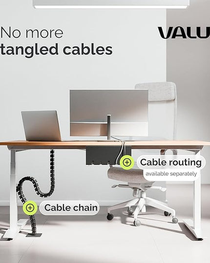 VALU Cable Management Spine – 49 Inch Cable Organizer for Standing & Fixed Desks – Sturdy & Flexible with Magnetic Link – Cord Management System Under Desk with Steel Base & Non-Slip Pads