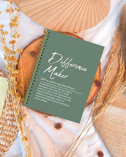 OXW Green Notebooks for Work, Difference Maker Gift Meeting Notebook Journal for Writing, Employee Appreciation Gifts, Thank You Gifts for Women Men Leader Mentor Boss Manager, 5.5"x8.3"