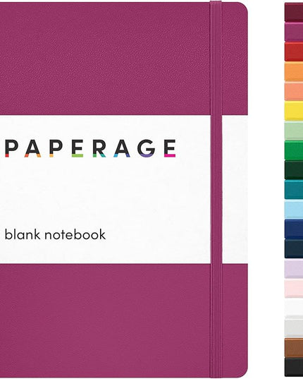 PAPERAGE Blank Journal Notebook, (Raspberry), 160 Pages, Medium 5.6 in x 8 in - 100 GSM Thick Paper – Hardcover Journaling Notebook for Work, School, Note Taking or Sketching