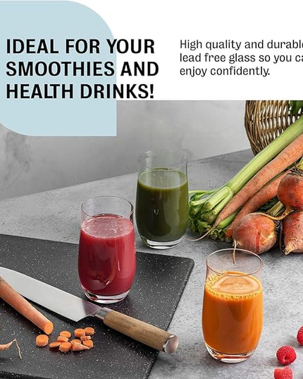 BENETI Premium Glass Cups, Highball Drinking Glasses Set of 6 | Made in Europe Water and Juice Kitchen Glassware | Colored Glasses Set, Perfect for Party's and Gifts for Men and Women of All Ages