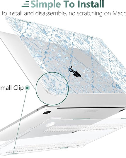 DONGKE Compatible with MacBook Pro 13 inch Case 2024 2023-2020 Release A2338 M2/M1 A2251 A2289 with Retina Display & Touch ID, Plastic Hard Shell & Keyboard Cover & Screen Film - Millefleurs