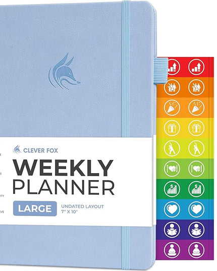 Clever Fox Planner Large – Undated Weekly & Monthly Planner for Productivity, Time Management & Goals – Organizer Journal – 7x10” (Periwinkle)