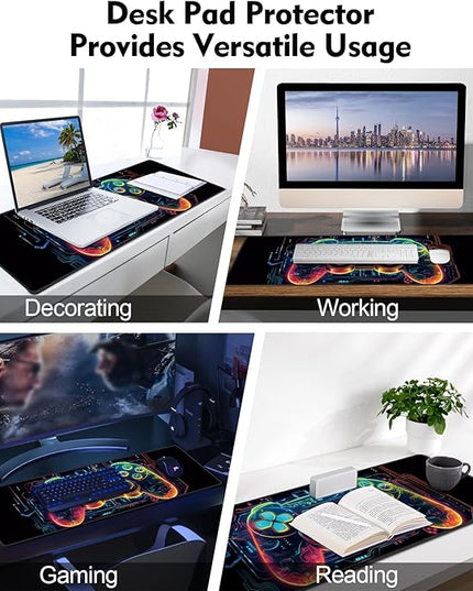 Galdas Gaming Mouse Pad XXL XL Large Long Extended Big Mousepad Non-Slip Rubber Keyboard Mouse Pad with Stitched Edges for Laptop Home Office (31.5x11.8x0.08 Inch) … (Handle)