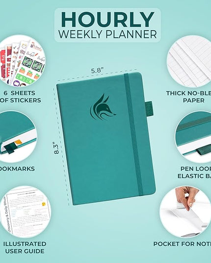 Clever Fox Planner Schedule – Undated Weekly & Monthly Life Planner with Time Slots, Appointment Book & Daily Organizer, A5 (Turquoise)